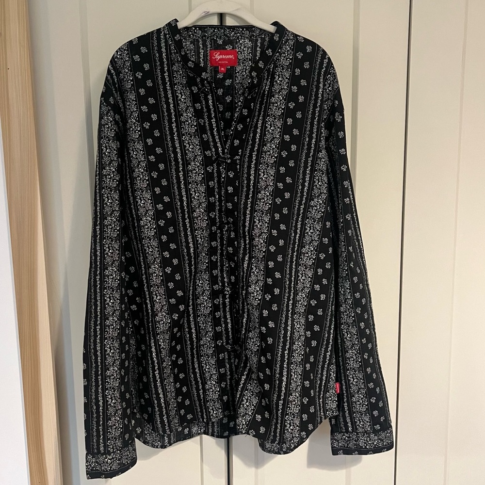 Supreme Black and White Casual Button Down Shirt